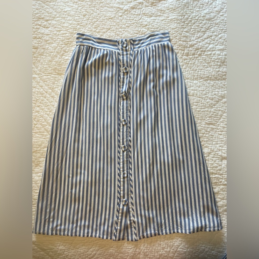 Elegant cotton Blue Striped A-Line Skirt